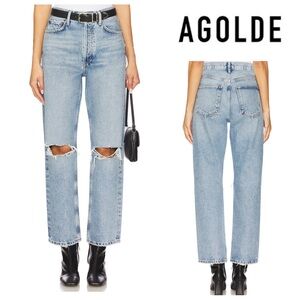 AGOLDE Women's Blue Distressed Jeans